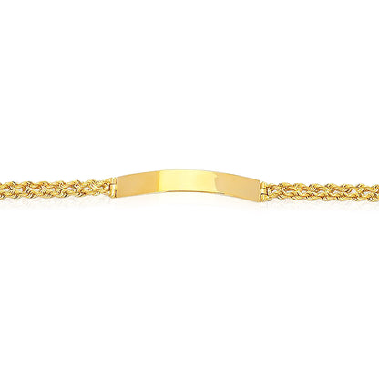 14K Yellow Gold Double Rope Link ID Bracelet 7"