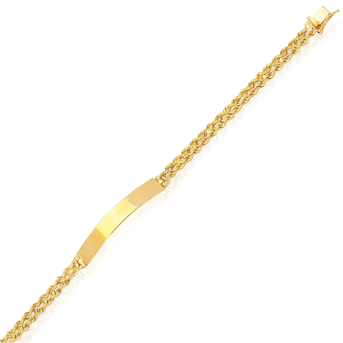 14K Yellow Gold Double Rope Link ID Bracelet 7"