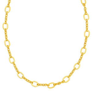 14K Yellow Gold 8mm Alternating Oval and Cable Link Chain 18"