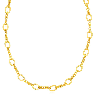 14K Yellow Gold 8mm Alternating Oval and Cable Link Chain 18"