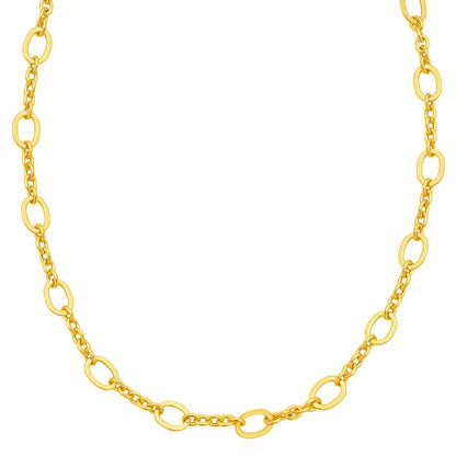 14K Yellow Gold 8mm Alternating Oval and Cable Link Chain 18"