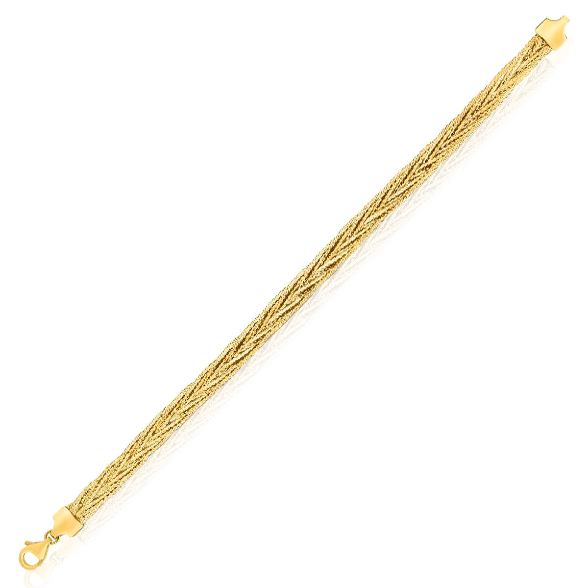 14K Yellow Gold 6mm Woven Wheat Bracelet 7.25"