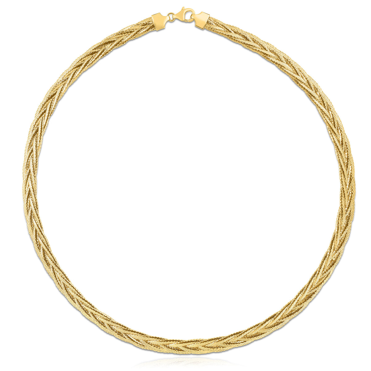 14K Yellow Gold 6mm Woven Diamond Cut Wheat Chain 18"