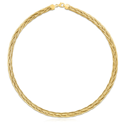 14K Yellow Gold 6mm Woven Diamond Cut Wheat Chain 18"
