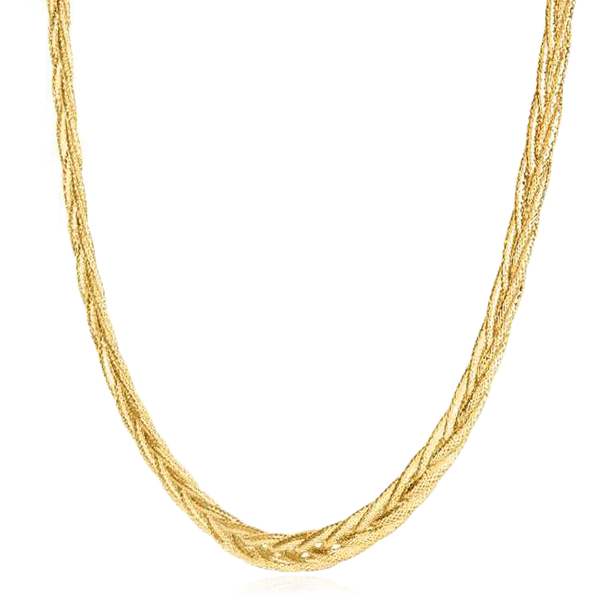 14K Yellow Gold 6mm Woven Diamond Cut Wheat Chain 18"