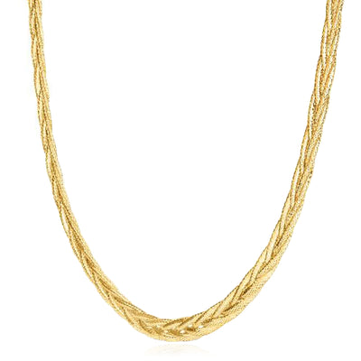 14K Yellow Gold 6mm Woven Diamond Cut Wheat Chain 18"