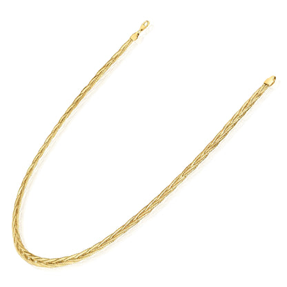 14K Yellow Gold 6mm Woven Diamond Cut Wheat Chain 18"