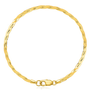 14K Yellow Gold 3mm Braided Herringbone Bracelet 7"