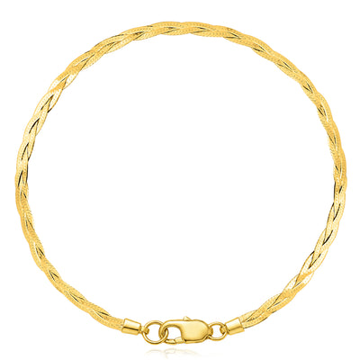14K Yellow Gold 3mm Braided Herringbone Bracelet 7"