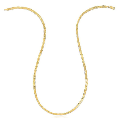 14K Yellow Gold 3mm Braided Herringbone Chain 16" 18" 20"