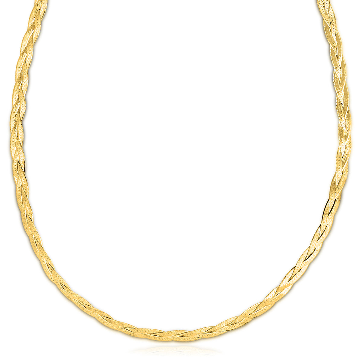 14K Yellow Gold 3mm Braided Herringbone Chain 16" 18" 20"