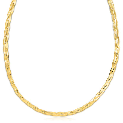 14K Yellow Gold 3mm Braided Herringbone Chain 16" 18" 20"