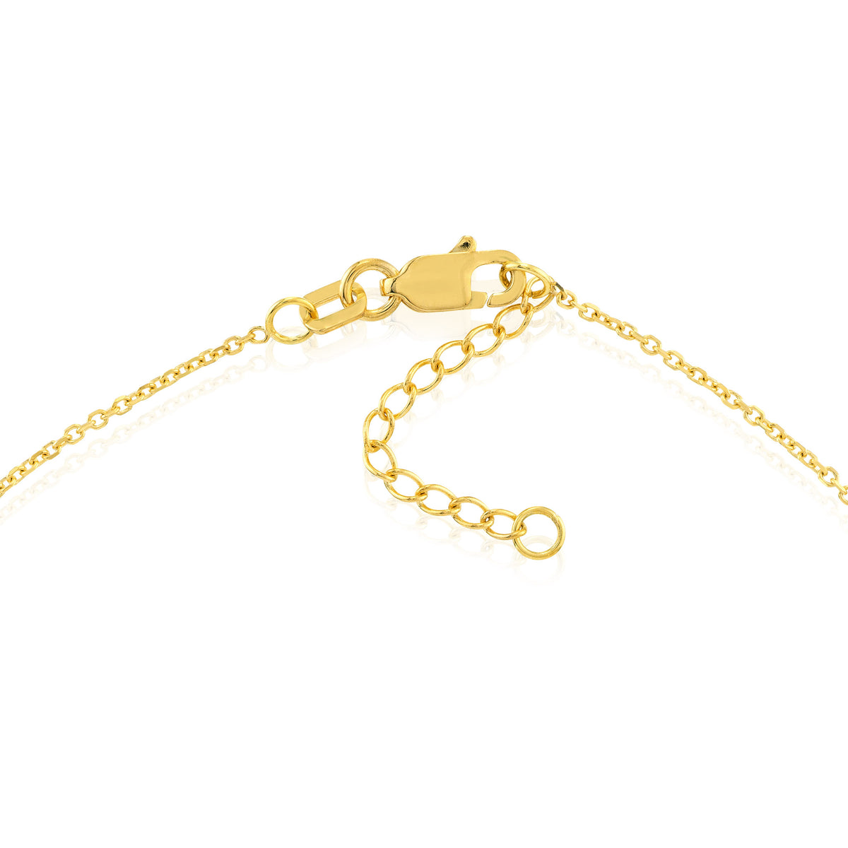 14K Tri-Color Gold 1mm Cable Link Satin and Polished Bead Anklet 10"