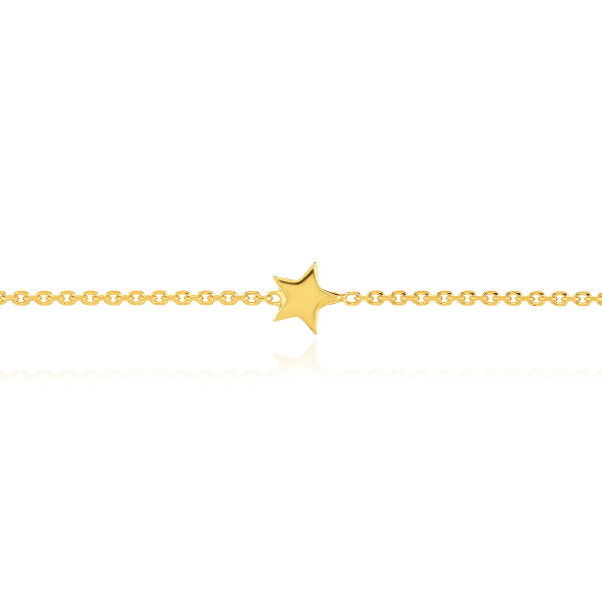 14K Yellow Gold Mini Star Station Cable Adjustable Anklet 9"-10"
