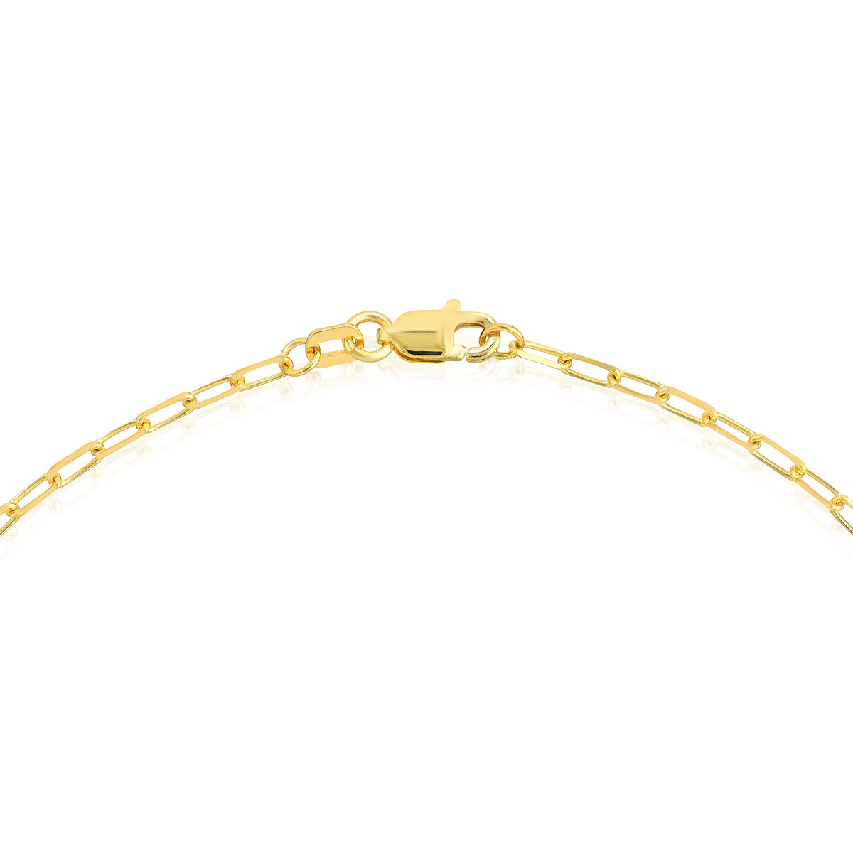 14K Yellow Gold 2mm Paper Clip Link Textured Cross Anklet 10"
