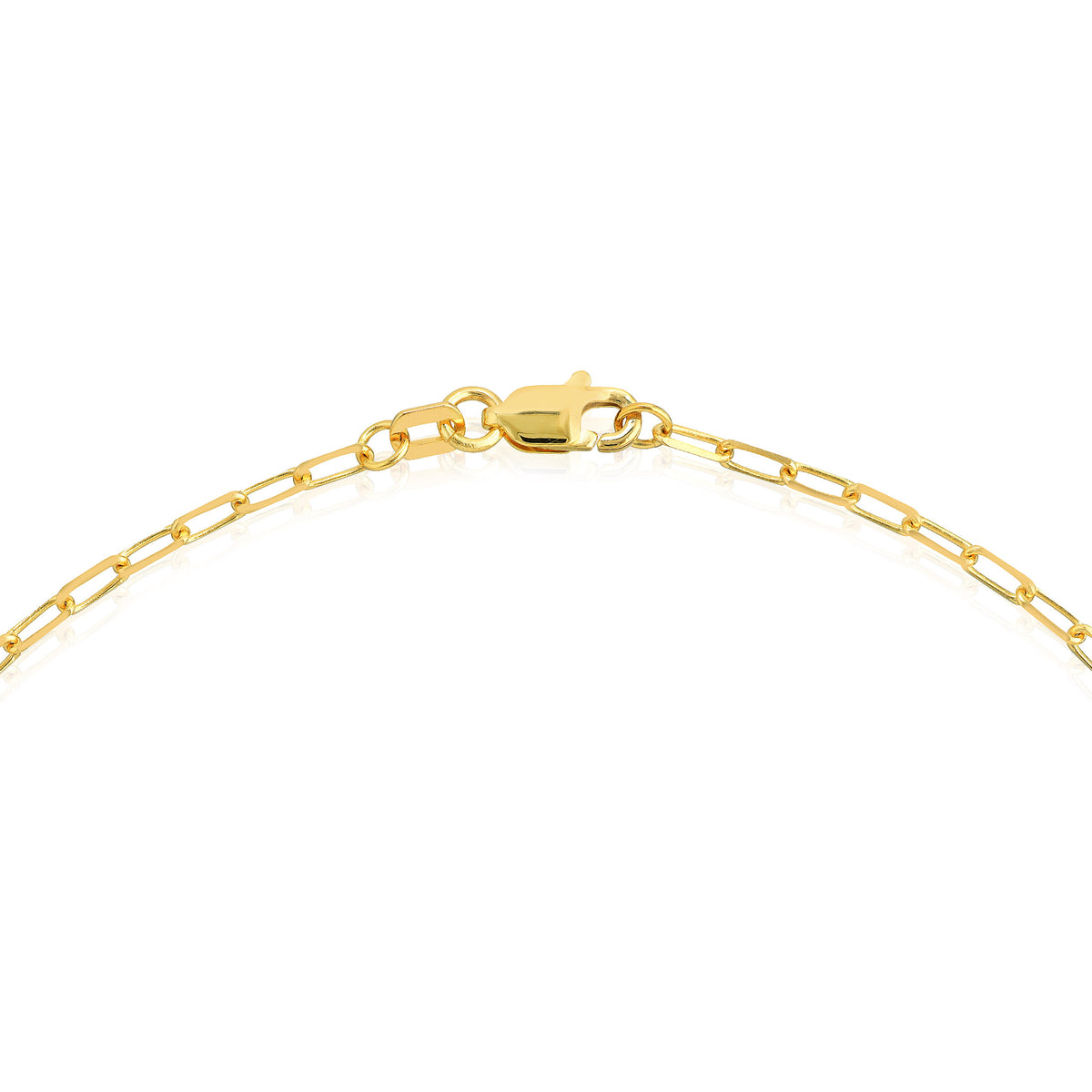 14k Yellow Gold 2mm Paperclip Link High Polished Oval Plate Anklet 10"