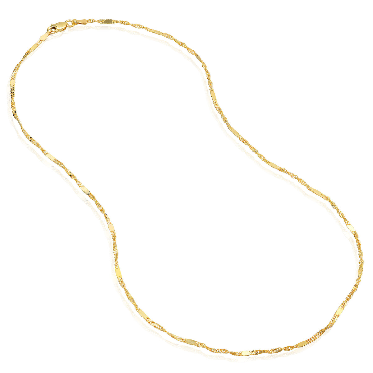14K Yellow Gold 2mm Singapore Flat Saturn Chain 16" 18" 20"