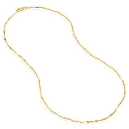 14K Yellow Gold 2mm Singapore Flat Saturn Chain 16" 18" 20"