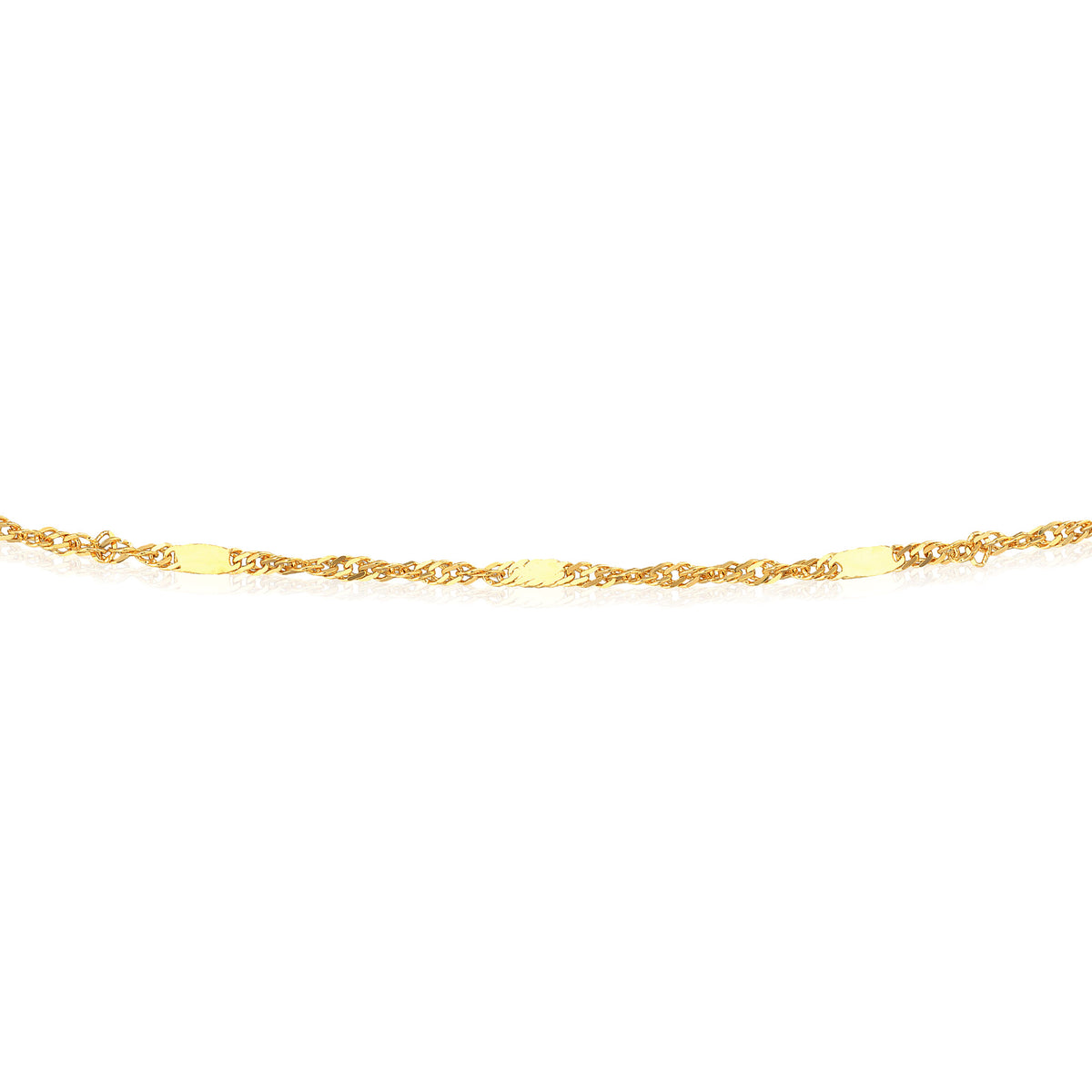 14K Yellow Gold 2mm Singapore Flat Saturn Chain 16" 18" 20"