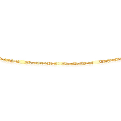 14K Yellow Gold 2mm Singapore Flat Saturn Chain 16" 18" 20"