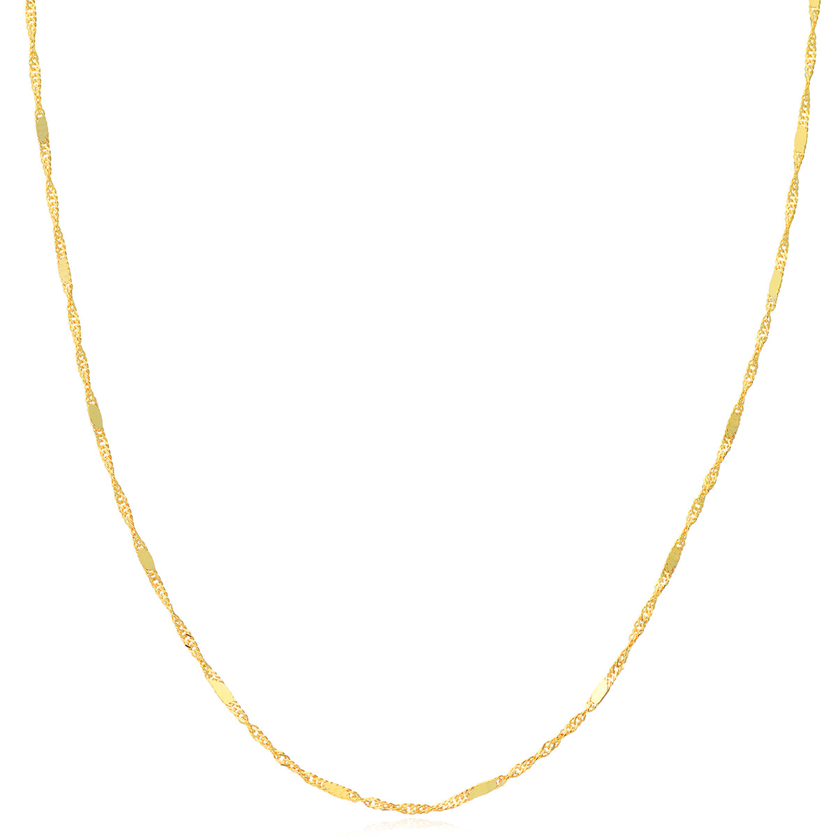 14K Yellow Gold 2mm Singapore Flat Saturn Chain 16" 18" 20"