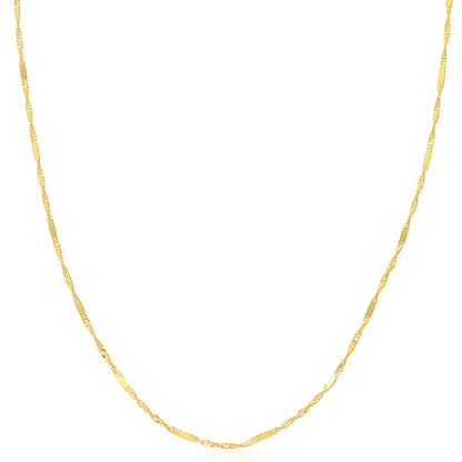 14K Yellow Gold 2mm Singapore Flat Saturn Chain 16" 18" 20"
