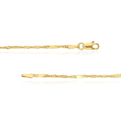 14K Yellow Gold 2mm Singapore Flat Saturn Chain 16" 18" 20"