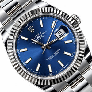 41mm Rolex Datejust 126334 All Original Fluted Bezel Blue Dial Oyster Band Watch
