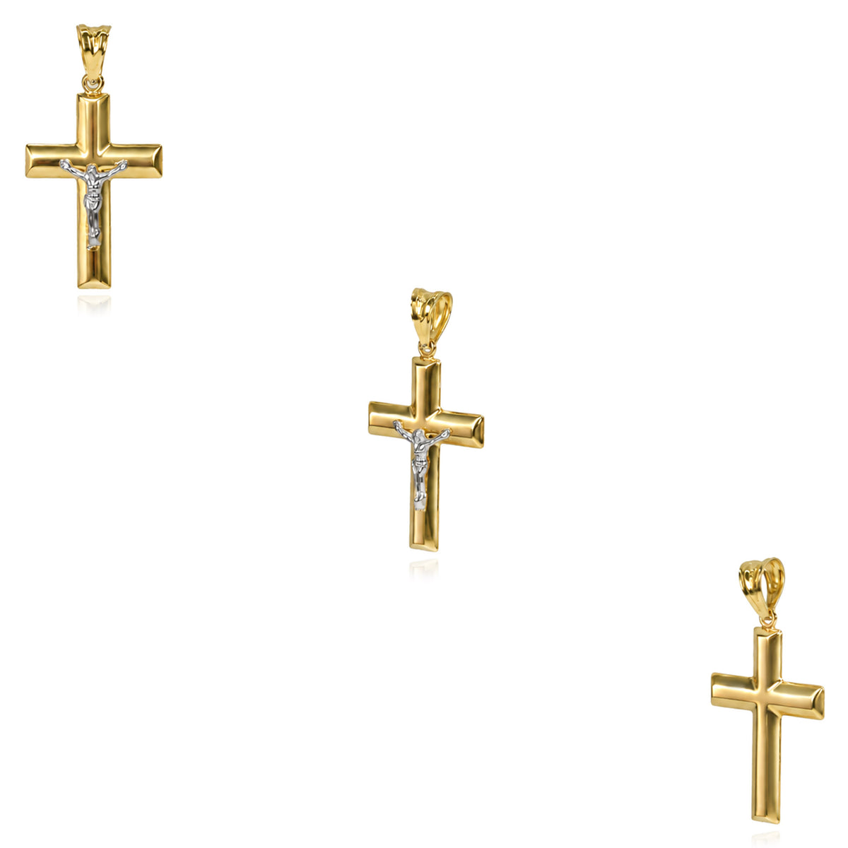 10K Gold-Filled Two-Tone Three-Dimensional Jesus Crucifix Pendant 1.4"