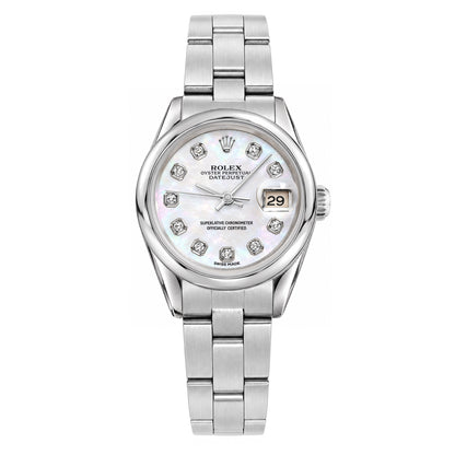 26mm Rolex Datejust 79160 All Original Smooth Bezel White MOP Dial Oyster Watch