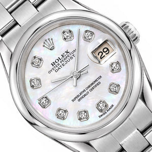 26mm Rolex Datejust 79160 All Original Smooth Bezel White MOP Dial Oyster Watch