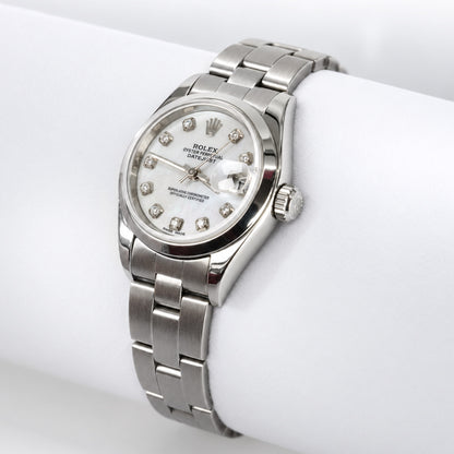 26mm Rolex Datejust 79160 All Original Smooth Bezel White MOP Dial Oyster Watch