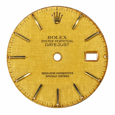 Original Rolex Datejust 36 Dial — Vintage Champagne Linen — 16013 / 16014