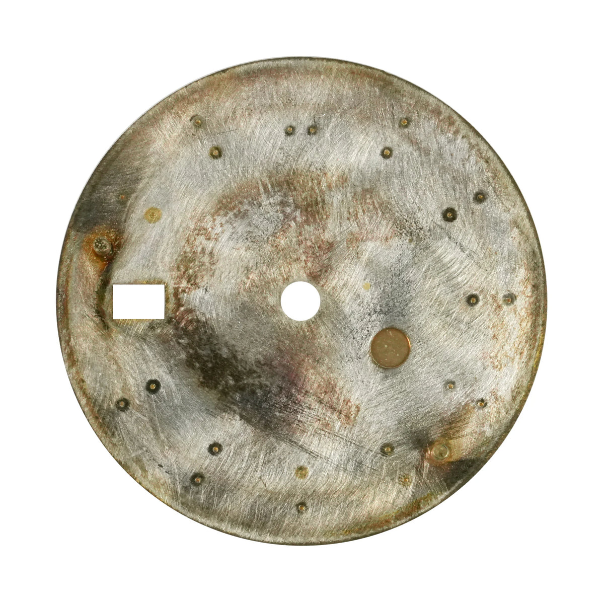 Original Rolex flat dial 14253 — actual reverse view with vintage wear