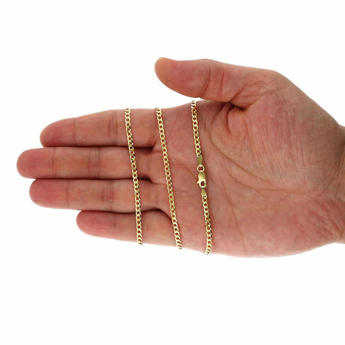 Kids 14K Yellow Gold Over Sterling Silver 2.8mm Cuban Chain (Solid Links) 16"-20"