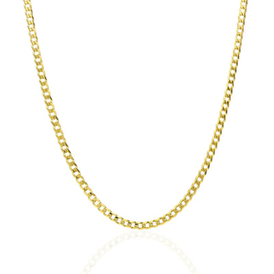 Kids 14K Yellow Gold Over Sterling Silver 2.8mm Cuban Chain (Solid Links) 16"-20"