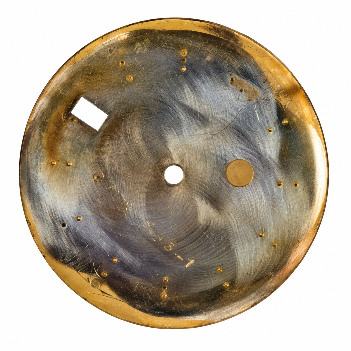 Rolex dial Style 14270 — reverse view with vintage wear