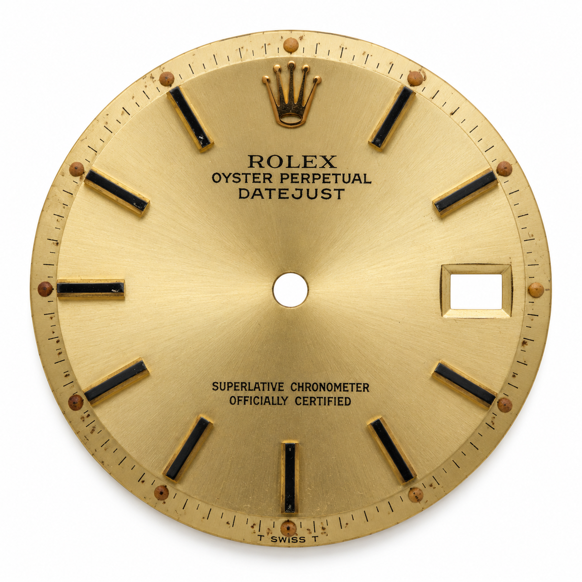 Rolex champagne sunburst stick-marker pie-pan dial — Style 14270 front