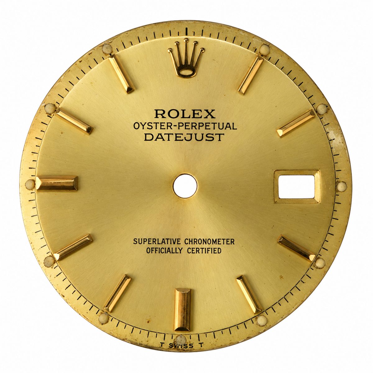 Rolex Datejust 1601 / 1603 dial Style 14271 — champagne sunburst front