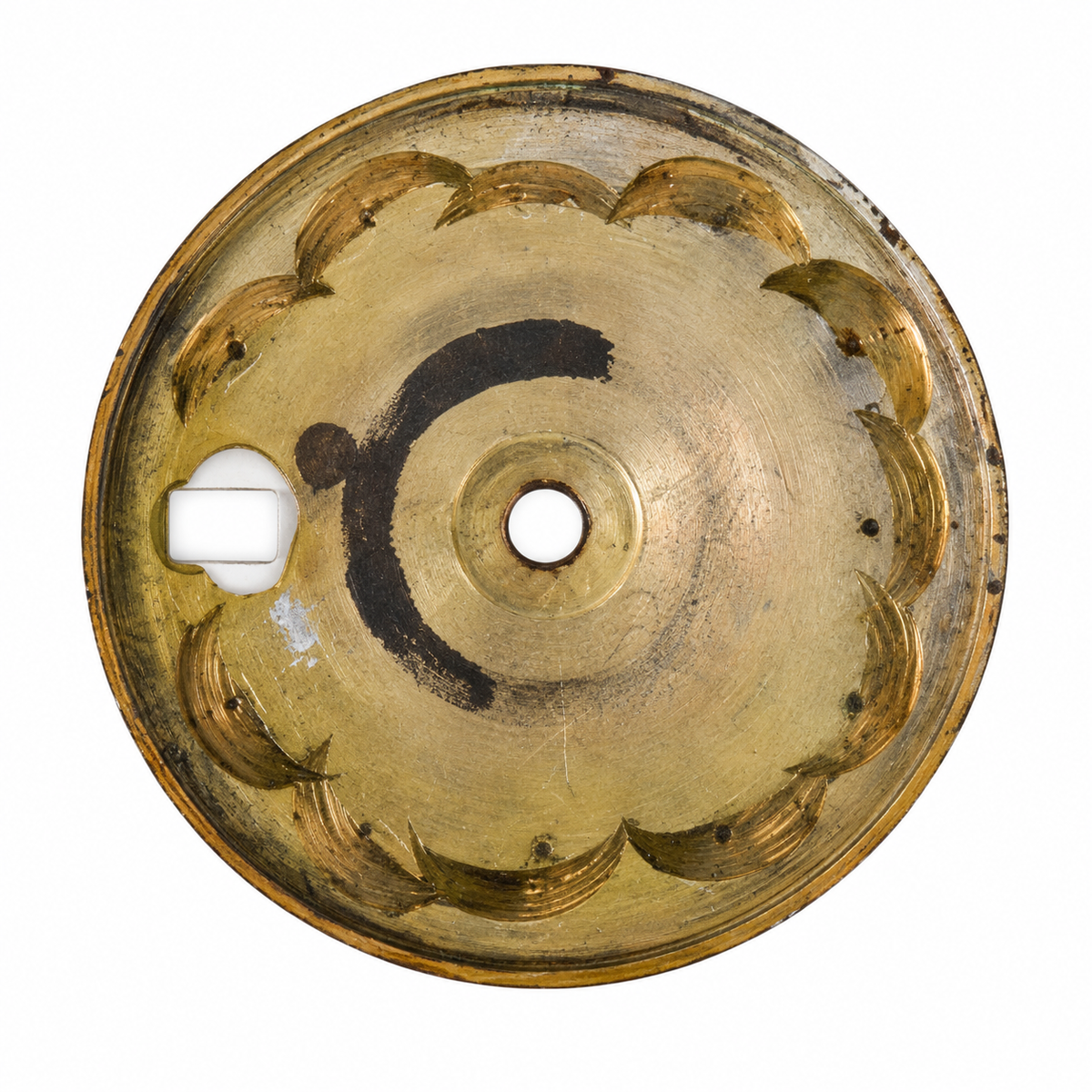 Rolex dial Style 14273 — reverse view with vintage wear