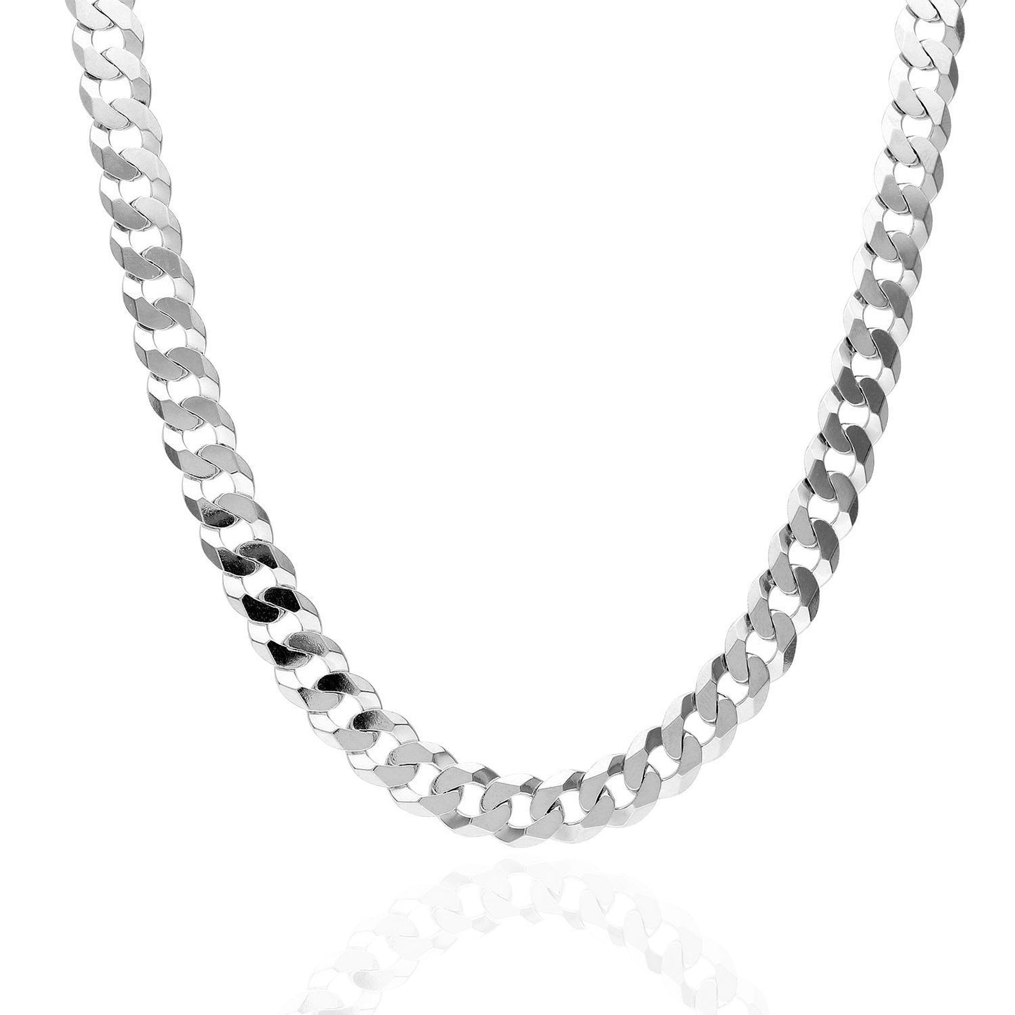 Solid 925 Sterling Silver 7mm Cuban Chain Necklace 20"-30"