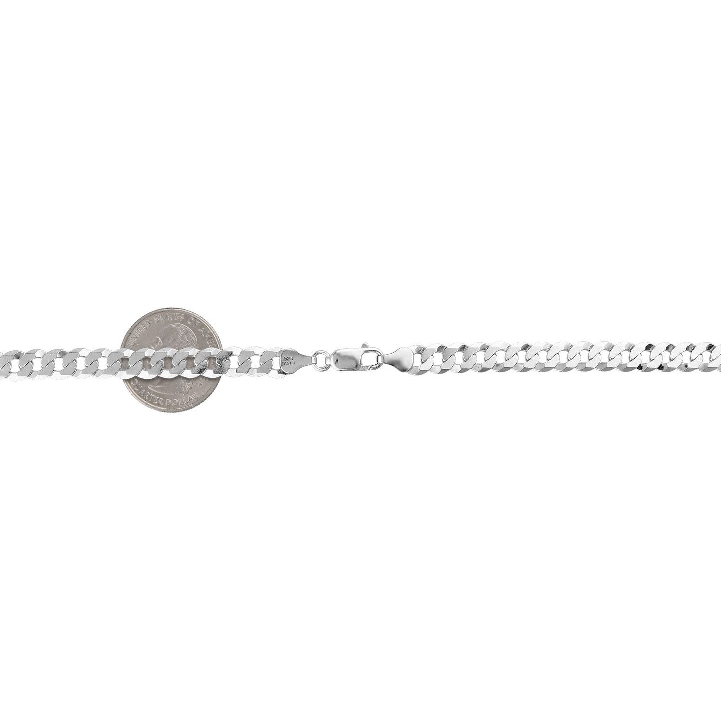 Solid 925 Sterling Silver 7mm Cuban Chain Necklace 20"-30"