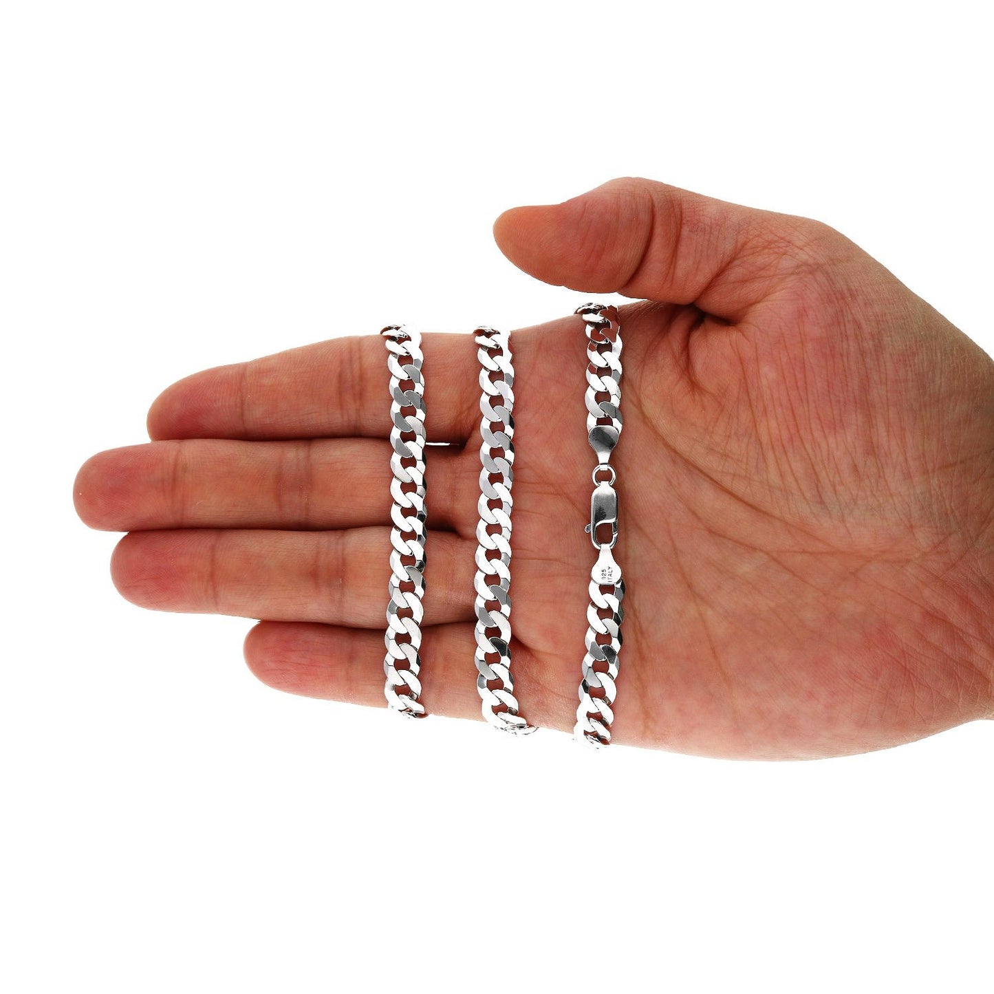Solid 925 Sterling Silver 7mm Cuban Chain Necklace 20"-30"