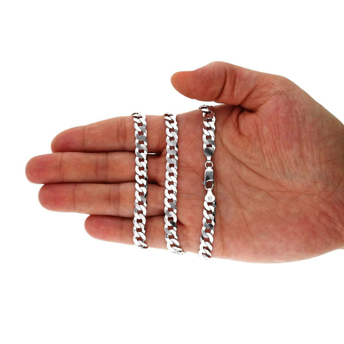 Sterling Silver 7mm Cuban Chain (Solid Links) 20"-30"