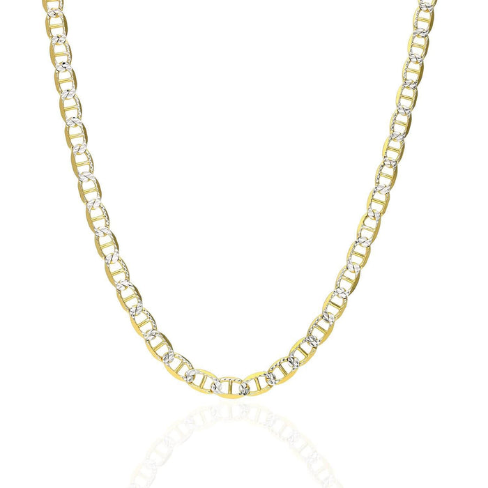14K Yellow Gold Over Silver 4.5mm Diamond-Cut Mariner Anchor Chain (Solid Links) 18"-30"