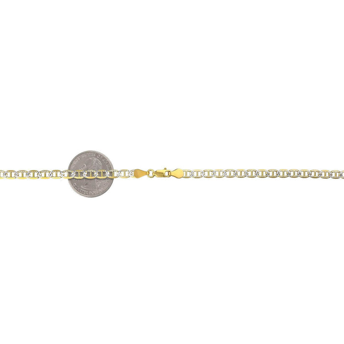 14K Yellow Gold Over Silver 4.5mm Diamond-Cut Mariner Anchor Chain (Solid Links) 18"-30"