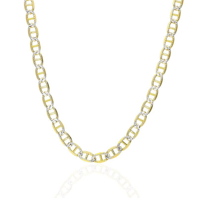 14K Yellow Gold Over Sterling Silver 5mm Diamond-Cut Mariner Anchor Chain (Solid Links) 18"-30"