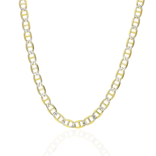 14K Yellow Gold Over Sterling Silver 5mm Diamond Cut Mariner Anchor Chain 18-30"