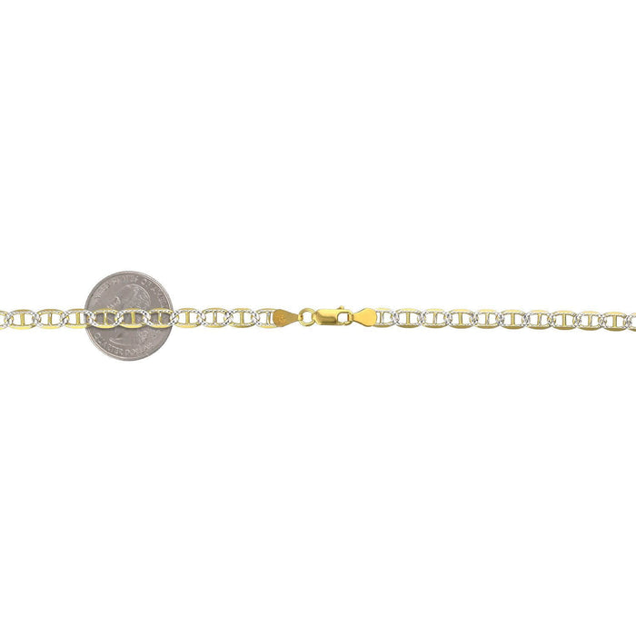 14K Yellow Gold Over Sterling Silver 5mm Diamond-Cut Mariner Anchor Chain (Solid Links) 18"-30"