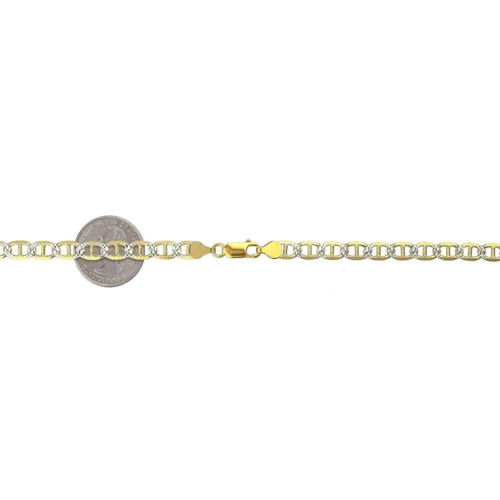14K Yellow Gold Over Sterling Silver 6mm Diamond-Cut Mariner Anchor Chain (Solid Links) 20"-30"